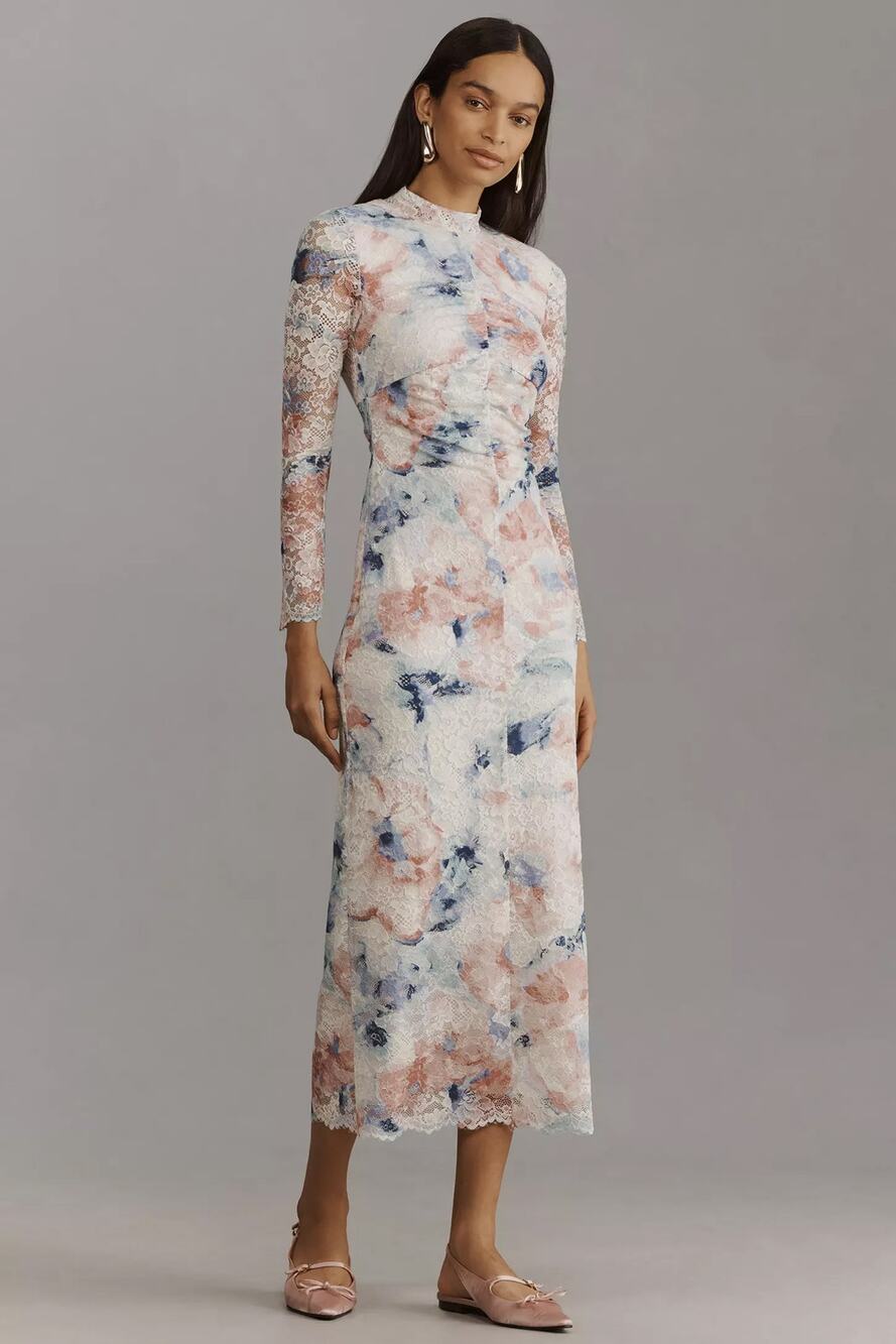 nwt by ANTHROPOLOGIE sz M Mock-neck Fitted Lace Dress